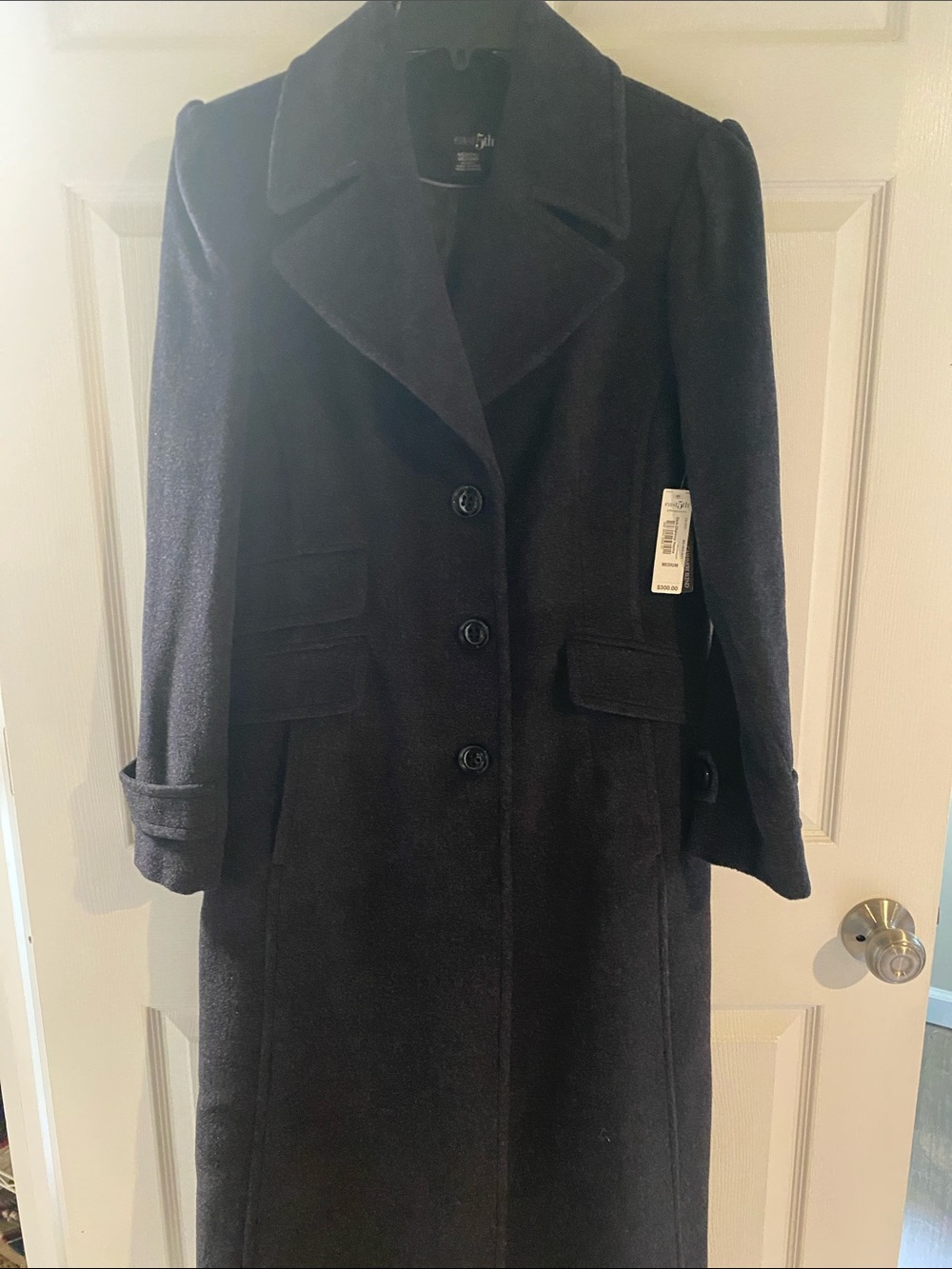East 5th Gray Single-Breasted Long Pea Coat